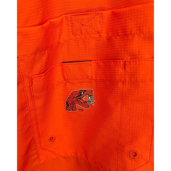 Florida A&M FAMU Rattlers HBCU Men’s XL Orange Button Front Short Sleeve Shirt - Picture 3 of 6